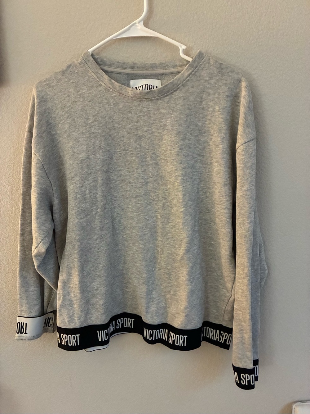 Victoria's Secret Grey Crewneck Sweatshirt with Branded Hem